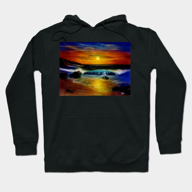 Sunset seascape ocean painting Hoodie by Coreoceanart